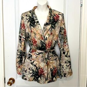 Zara Basic Collection Floral Blazer with Belt Women Medium